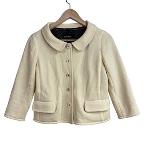 JUNKO SHIMADA‎ Womens Light Yellow Cream Collar Button Front Cropped Jacket 38